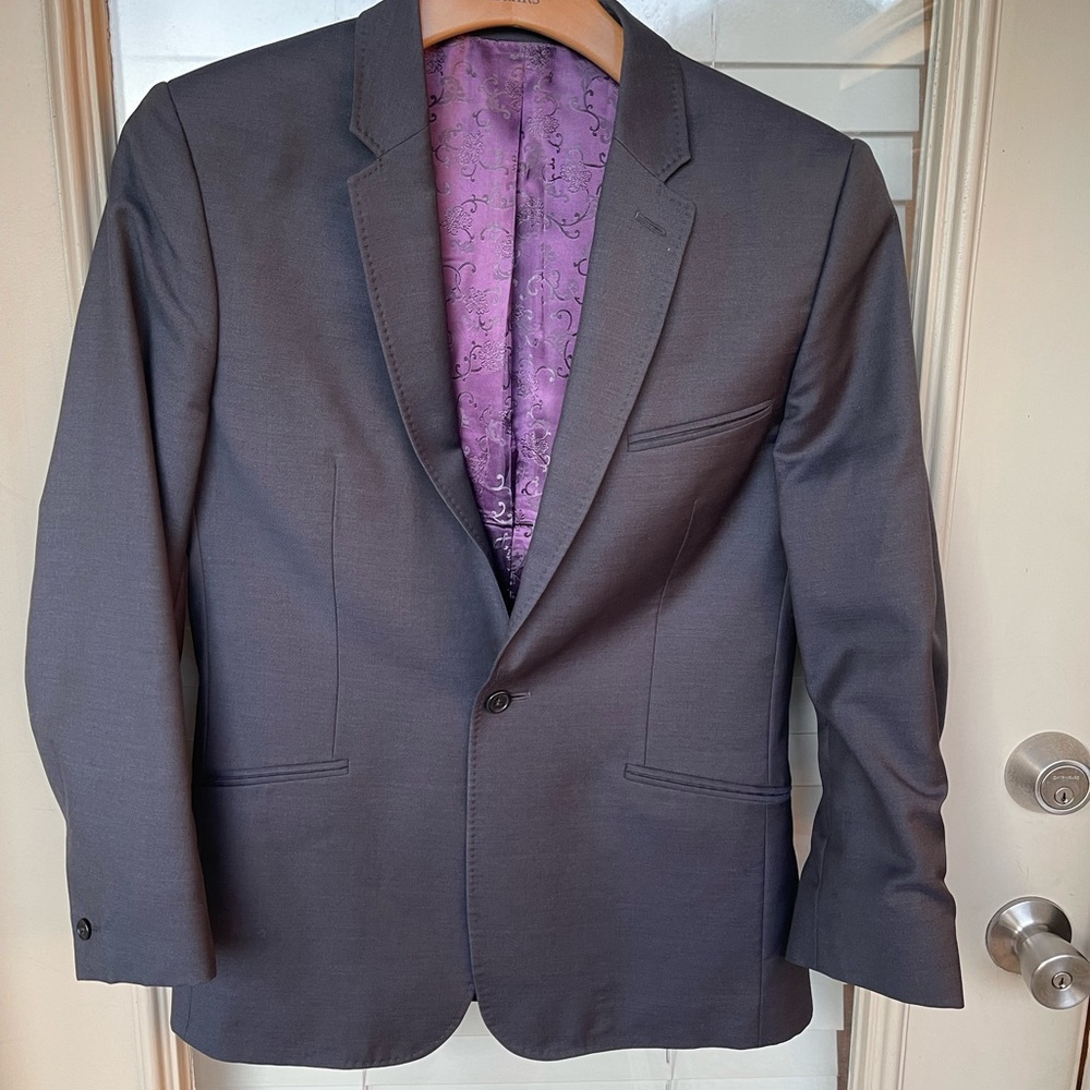 Ted Baker sports coat size small men’s dark blue EUC tan 95229 unisex